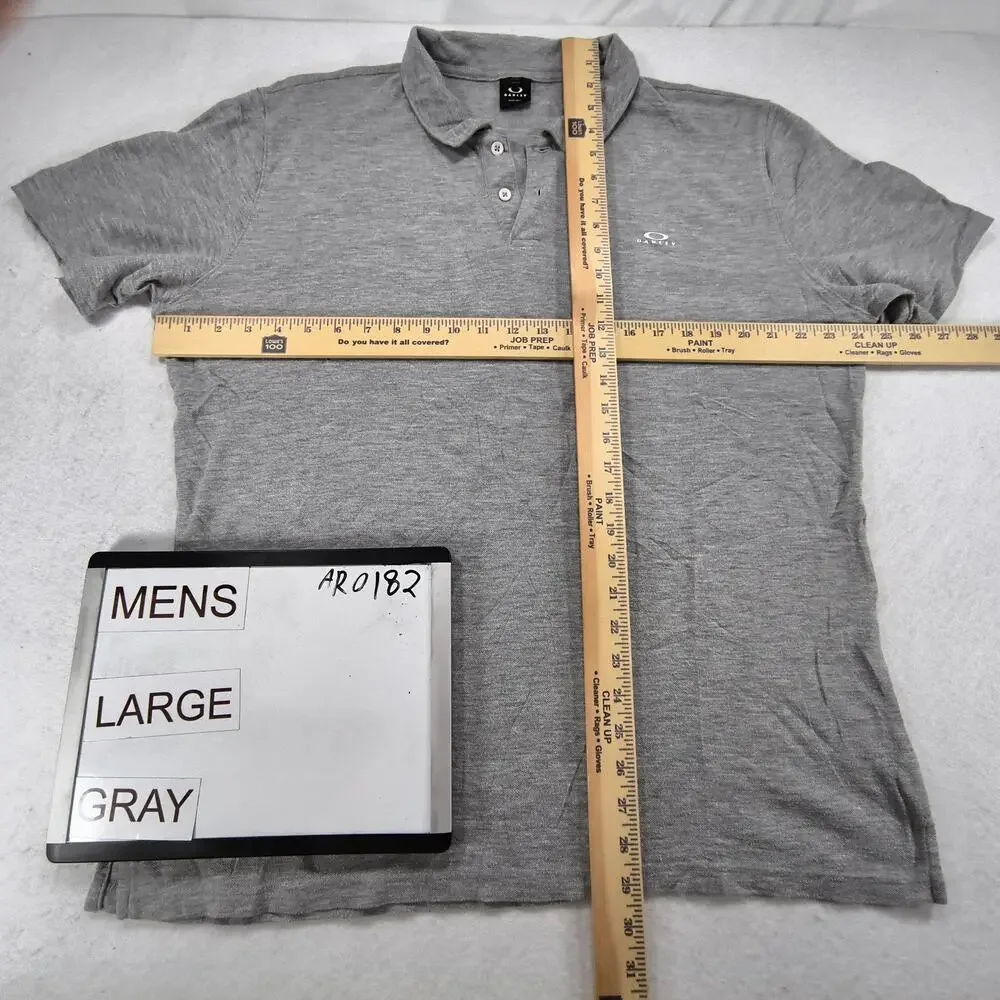 Oakley Short Sleeve Casual Collared Polo Shirt Adult Mens Size Large L Gray